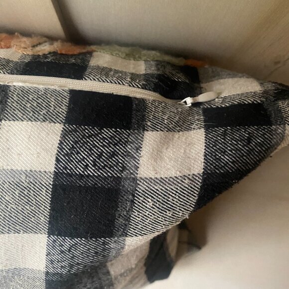 Loving Kindness Fall Pumpkin Patch Plaid Large Throw Pillow Dog Truck embroider - Picture 8 of 9